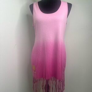Southern Breeze pink fring boho style cover up